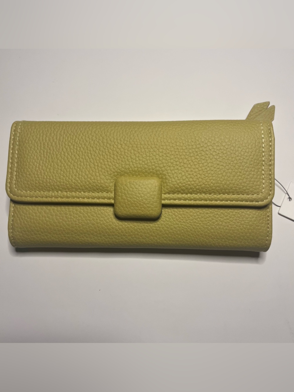 Green/Yellow Pebbled Leather Clutch Wallet